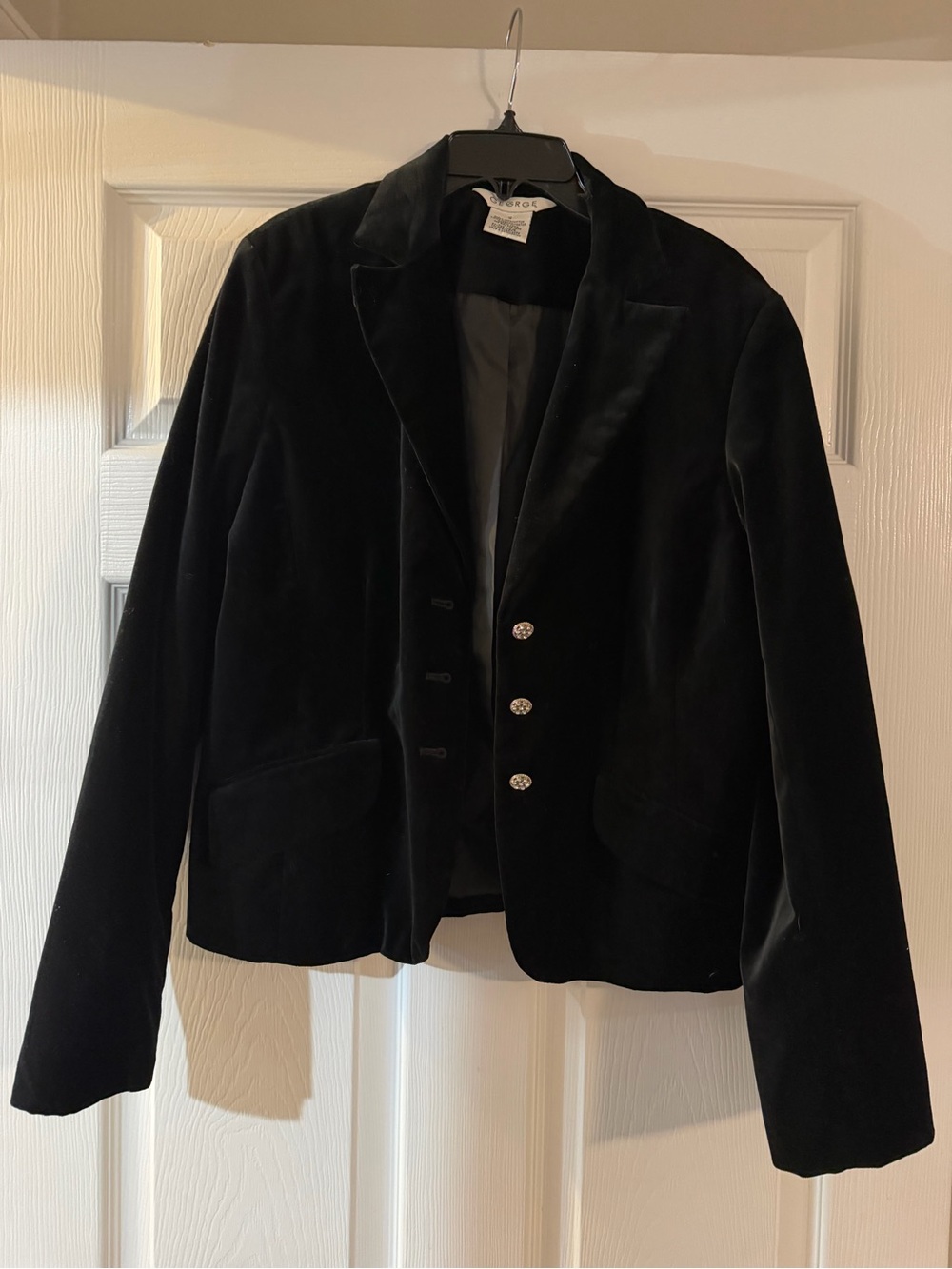 George Black Velvet Blazer with Decorative Buttons